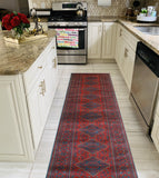 Khamyab Wally Red/Navy Runner, 2'11" x 16'11"