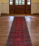 Khamyab Mawiyah Red/Navy Runner, 2'7" x 12'8"