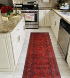 Khamyab Raya Red/Navy Runner, 2'6" x 19'7"