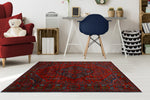 Khamyab Nevaeh Red/Navy Rug, 3'3" x 4'11"