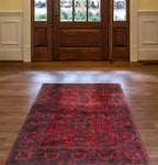 Khamyab Levi Red/Navy Rug, 3'4" x 4'11"