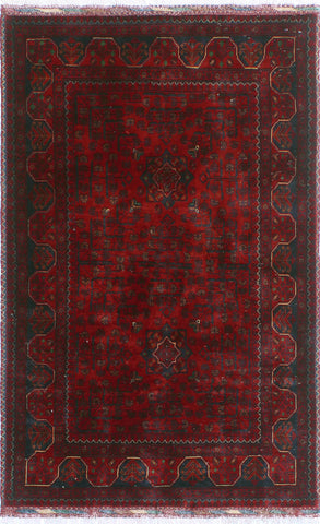 Khamyab MacKenzi Red/Navy Rug, 3'2" x 5'2"