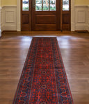 Khamyab Musayyab Red/Navy Runner, 2'9" x 12'7"