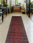 Khamyab Nawar Burgundy/Navy Runner, 2'9" x 12'8"