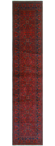 Khamyab Nigaar Red/Navy Runner, 2'7" x 12'9"