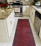 Khamyab Rose Red/Navy Runner, 2'8" x 13'5"