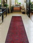 Khamyab Rose Red/Navy Runner, 2'8" x 13'5"