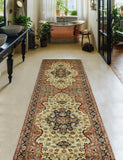 Wali Fikri Ivory/Navy Runner, 2'1" x 8'11"