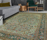 Wali Darcia Grey/Green Rug, 9'0" x 12'4"