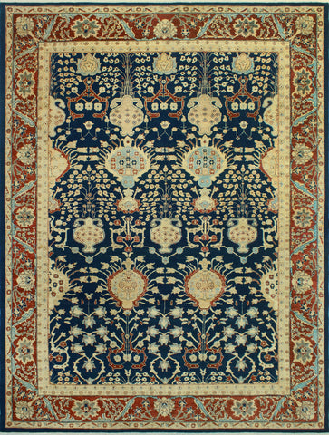 Peshawar Dubraska Navy/Red-Rust Rug, 8'10" x 11'10"