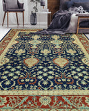 Peshawar Dubraska Navy/Red-Rust Rug, 8'10" x 11'10"