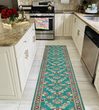 Wali Emerie Turquoise/Navy Runner, 2'6" x 17'10"