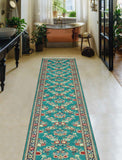 Wali Emerie Turquoise/Navy Runner, 2'6" x 17'10"