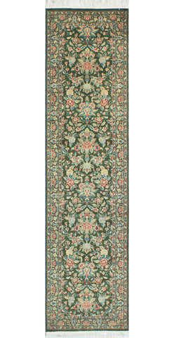 Wali Hrychlea Green/Beige Runner, 2'5" x 9'9"