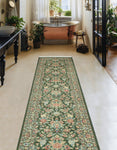 Wali Hrychlea Green/Beige Runner, 2'5" x 9'9"