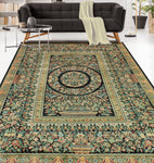 Wali Dua Black/Lt. Green Rug, 9'1" x 12'7"