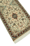 Wali Qssim Ivory/Navy Runner, 2'6" x 10'1"