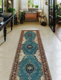 Wali Basira Blue-Grey/Navy Runner, 2'6" x 10'0"