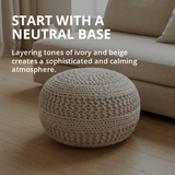 Jade Pouf, Beige (20"x20"x14")