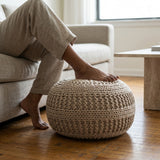 Jade Pouf, Beige (20"x20"x14")