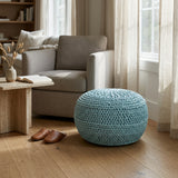 Jade Round Hand-Woven Upholstered Pouf