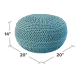 Jade Round Hand-Woven Upholstered Pouf