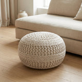 Amelia knitted Pouf, Ivory (20"x20"x14")