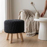 Rosh Round Handcrafted Cotton Knitted Accent Stool, (Multiple Colors)