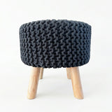 Rosh Round Handcrafted Cotton Knitted Accent Stool, (Multiple Colors)