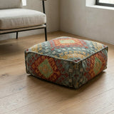Southwestern Cotton Pouf Hayden, Blue (24"x24"x8")