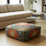 Southwestern Cotton Pouf Hayden, Blue (24"x24"x8")