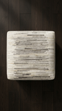 Striped Hide Pouf Maxwell, Beige (18"x18"x18")