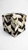 Geometric Hide Pouf Levi, Black (18"x18"x18")
