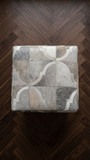 Geometric Hide Pouf Braxton, Grey (18"x18"x18")