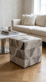 Geometric Hide Pouf Braxton, Grey (18"x18"x18")