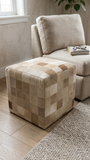 Geometric Hide Pouf Lucas, Brown (18"x18"x18")