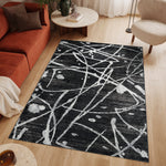 Machine Washable Archie Black/Grey Rug