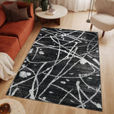 Machine Washable Archie Black/Grey Rug