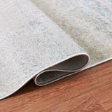 Machine Washable Nash Ivory/Blue Rug