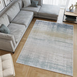 Machine Washable Nash Ivory/Blue Rug