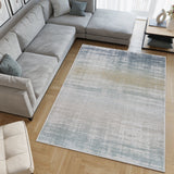 Machine Washable Nash Ivory/Blue Rug