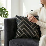 Noir Square Genuine Patchwork Cowhide Throw Pillow (Cover & Insert)