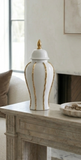 Mason White/ Gold Ruffle Ginger Jar (Multiple sizes)