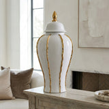 Mason White/ Gold Ruffle Ginger Jar (Multiple sizes)