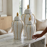 Mason White/ Gold Ruffle Ginger Jar (Multiple sizes)