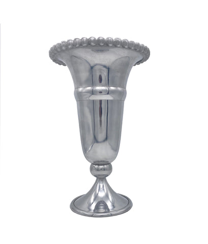 Calloway Beaded Trumpet Vase , Silver  (7"x7"x11.5")