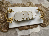 Claire Gold Floral Handle Rectangle White Marble Tray (15"x9"x2.5")