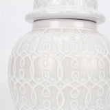 Hudson White Ceramic Scroll Ginger Jar (Multiple sizes)