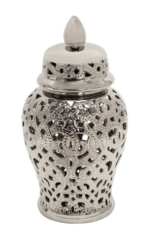 Parker Silver Ceramic Hollow Ginger Jar (Multiple sizes)