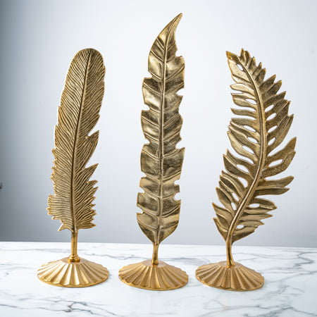Oliver Leaf Sculpture set of 3, Gold